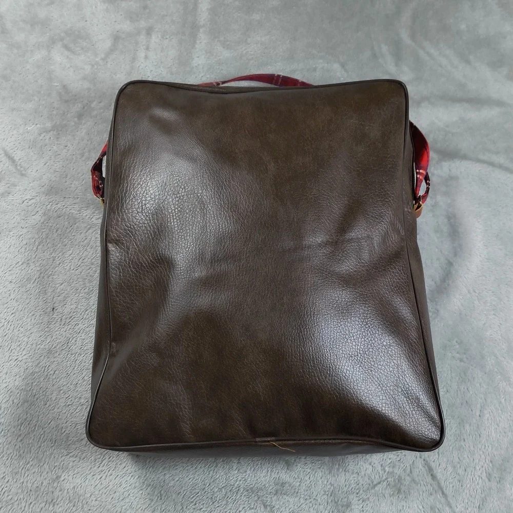 Vintage Troy Leisure Blanket‎ And Bag Red Plaid Tartan Carrying Case Made In USA
